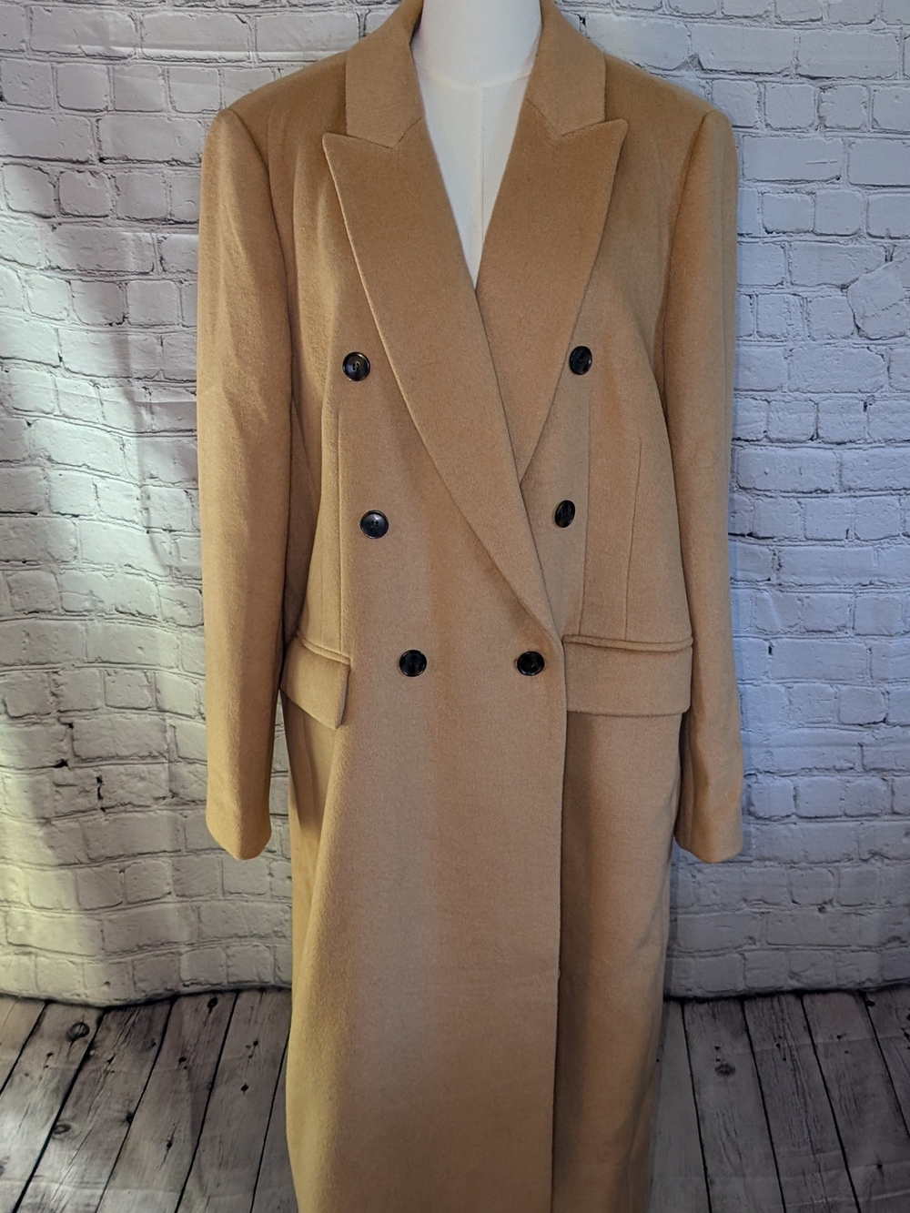LOFT Double-Breasted Camel Trench Coat Wool Blend NWT XL
